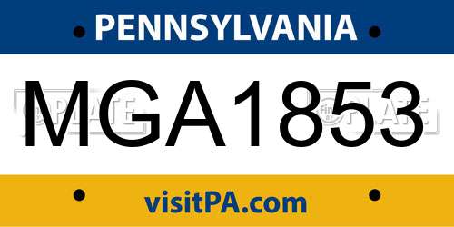 MGA1853 Pennsylvania License Plate