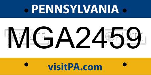 MGA2459 Pennsylvania License Plate