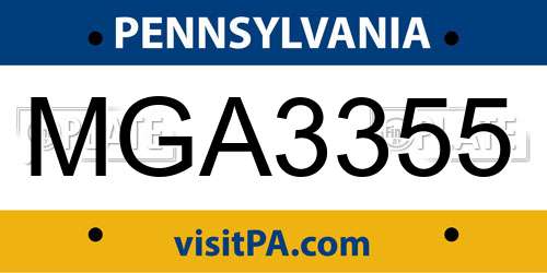 MGA3355 Pennsylvania License Plate