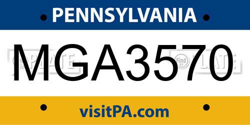 MGA3570 Pennsylvania License Plate