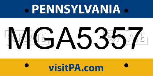 MGA5357 Pennsylvania License Plate
