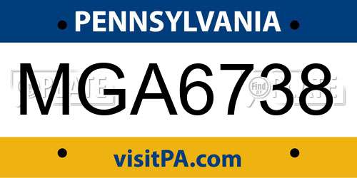 MGA6738 Pennsylvania License Plate