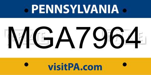 MGA7964 Pennsylvania License Plate