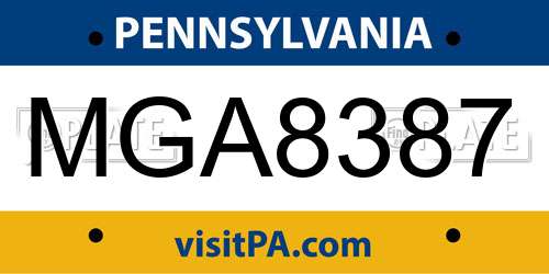 MGA8387 Pennsylvania License Plate