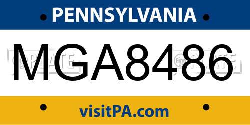 MGA8486 Pennsylvania License Plate