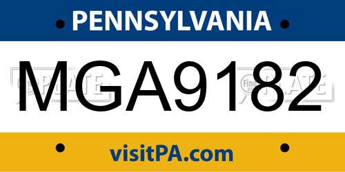 MGA9182 Pennsylvania License Plate