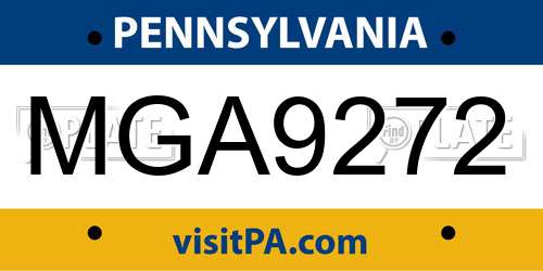 MGA9272 Pennsylvania License Plate