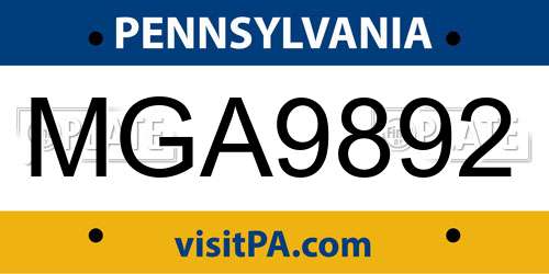 MGA9892 Pennsylvania License Plate