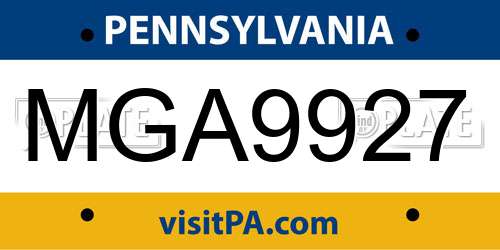 MGA9927 Pennsylvania License Plate