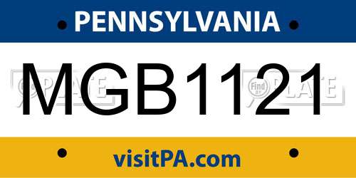 MGB1121 Pennsylvania License Plate