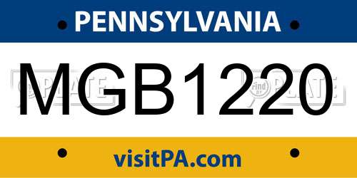 MGB1220 Pennsylvania License Plate