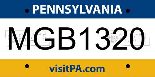 MGB1320 Pennsylvania License Plate