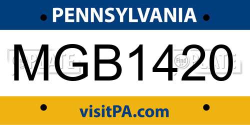 MGB1420 Pennsylvania License Plate
