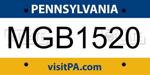 MGB1520 Pennsylvania License Plate