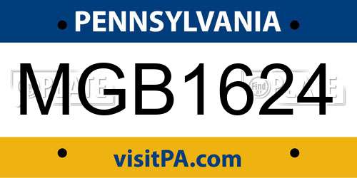 MGB1624 Pennsylvania License Plate