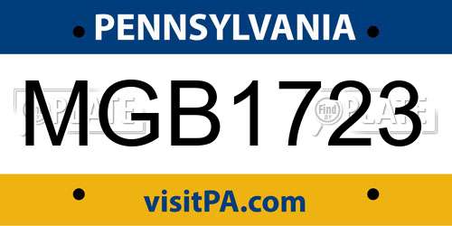 MGB1723 Pennsylvania License Plate