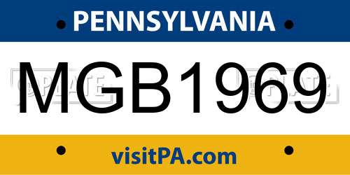 MGB1969 Pennsylvania License Plate