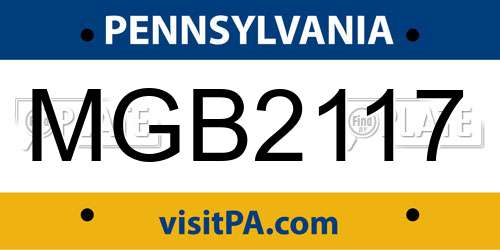 MGB2117 Pennsylvania License Plate