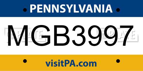 MGB3997 Pennsylvania License Plate
