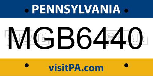 MGB6440 Pennsylvania License Plate