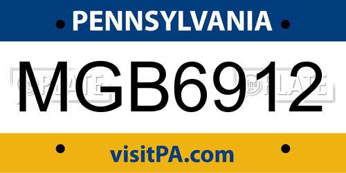 MGB6912 Pennsylvania License Plate