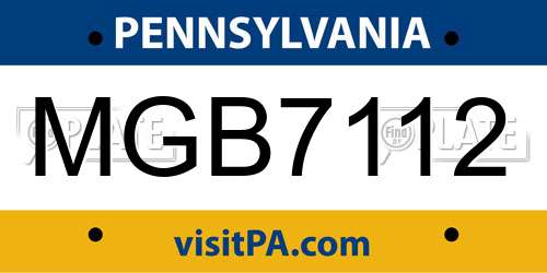 MGB7112 Pennsylvania License Plate