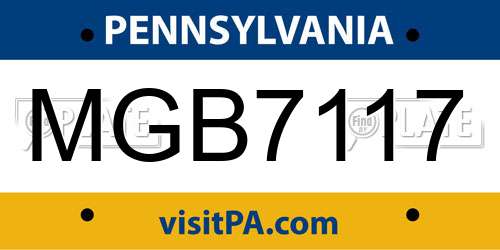 MGB7117 Pennsylvania License Plate