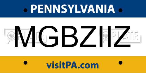 MGBZIIZ Pennsylvania License Plate