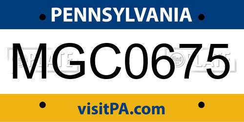 MGC0675 Pennsylvania License Plate
