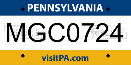 MGC0724 Pennsylvania License Plate