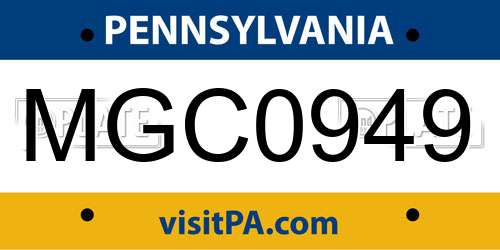 MGC0949 Pennsylvania License Plate
