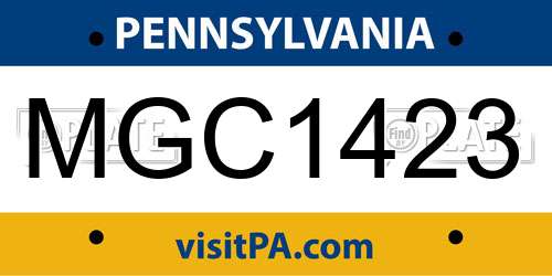 MGC1423 Pennsylvania License Plate