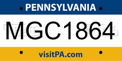 MGC1864 Pennsylvania License Plate