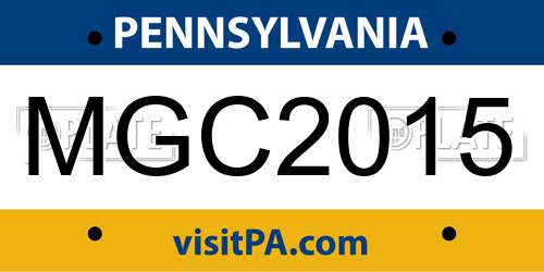 MGC2015 Pennsylvania License Plate