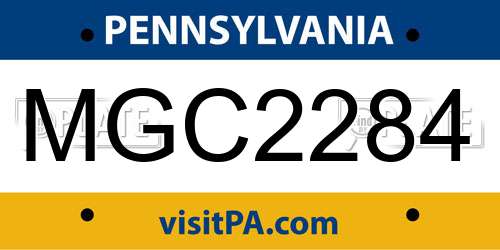 MGC2284 Pennsylvania License Plate