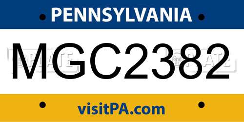 MGC2382 Pennsylvania License Plate
