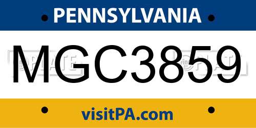 MGC3859 Pennsylvania License Plate