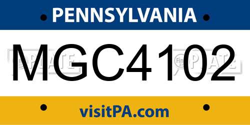 MGC4102 Pennsylvania License Plate