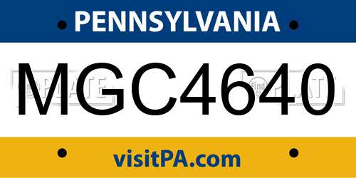 MGC4640 Pennsylvania License Plate