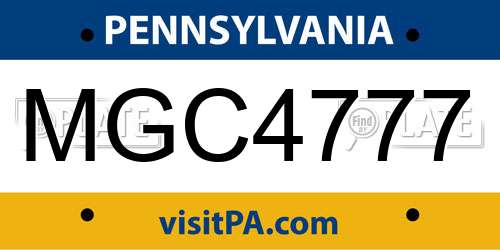 MGC4777 Pennsylvania License Plate