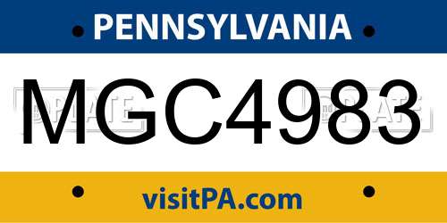 MGC4983 Pennsylvania License Plate