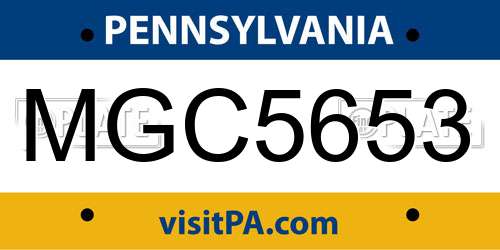 MGC5653 Pennsylvania License Plate