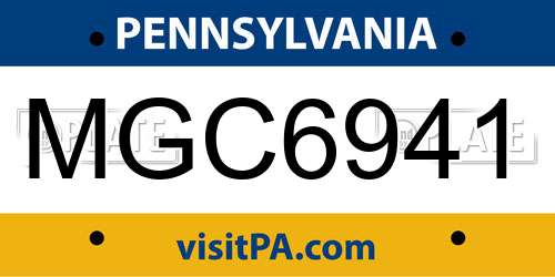 MGC6941 Pennsylvania License Plate