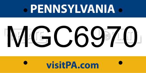MGC6970 Pennsylvania License Plate