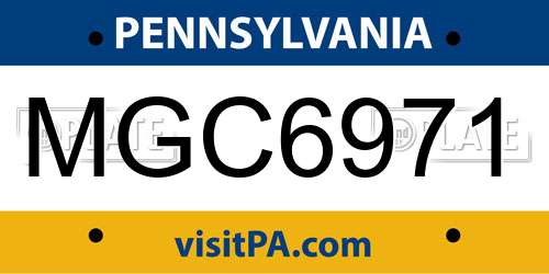 MGC6971 Pennsylvania License Plate