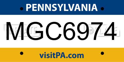 MGC6974 Pennsylvania License Plate