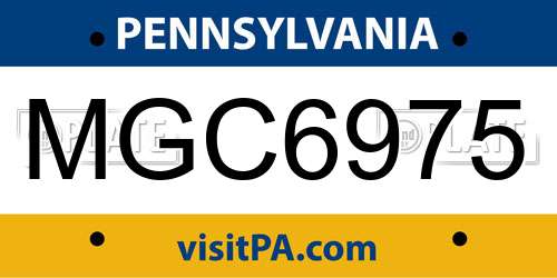 MGC6975 Pennsylvania License Plate