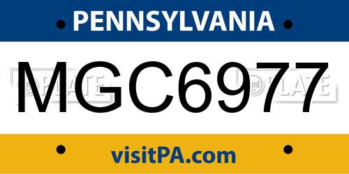 MGC6977 Pennsylvania License Plate