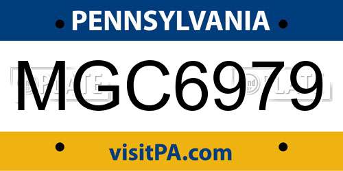 MGC6979 Pennsylvania License Plate