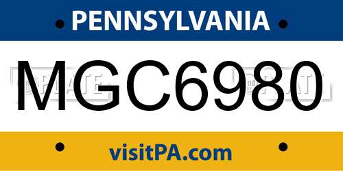 MGC6980 Pennsylvania License Plate